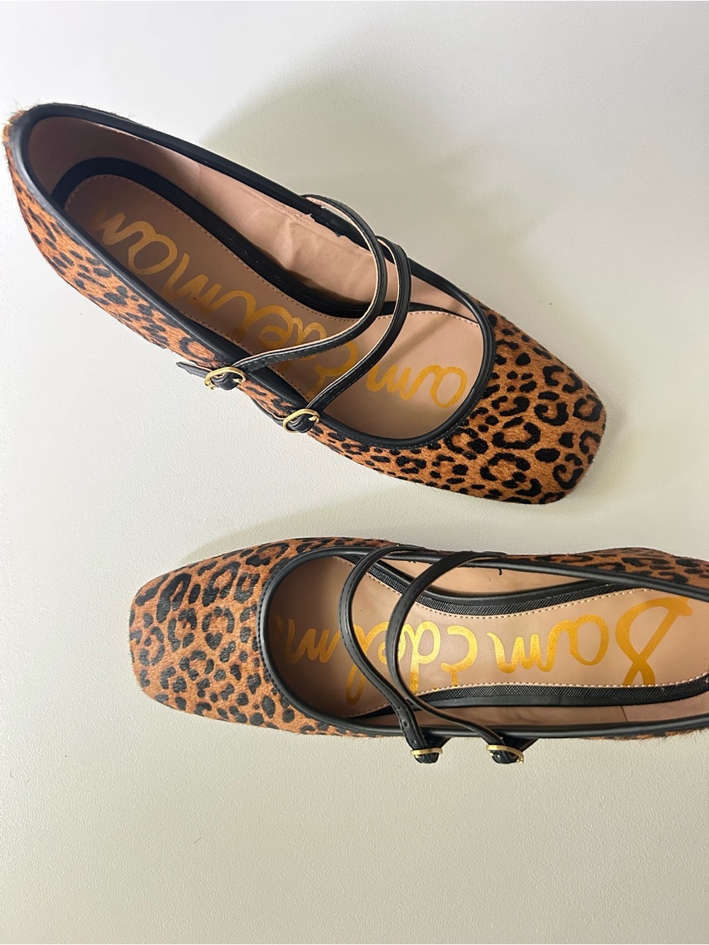 Sam Edelman Sarah Leopard Print Calf Hair Mary Jane Block Heels Size 8.5 - Picture 3 of 11